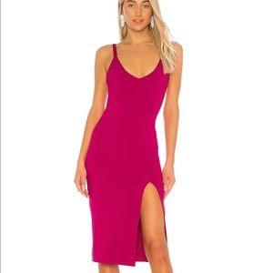 Revolve midi dress pink with slit